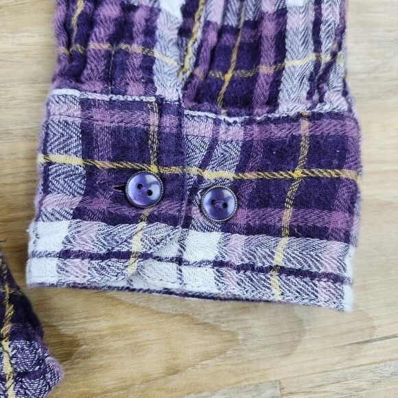🔹️Prana Purple Plaid Riley Button Long Sleeve Top Large - Picture 9 of 12